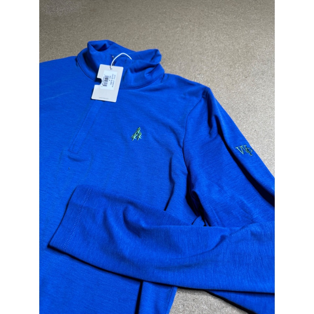 Peter Millar Womens Blue 1/4 Zip Pullover Pine Tree Logo‎ LF22EK14 Size M NEW